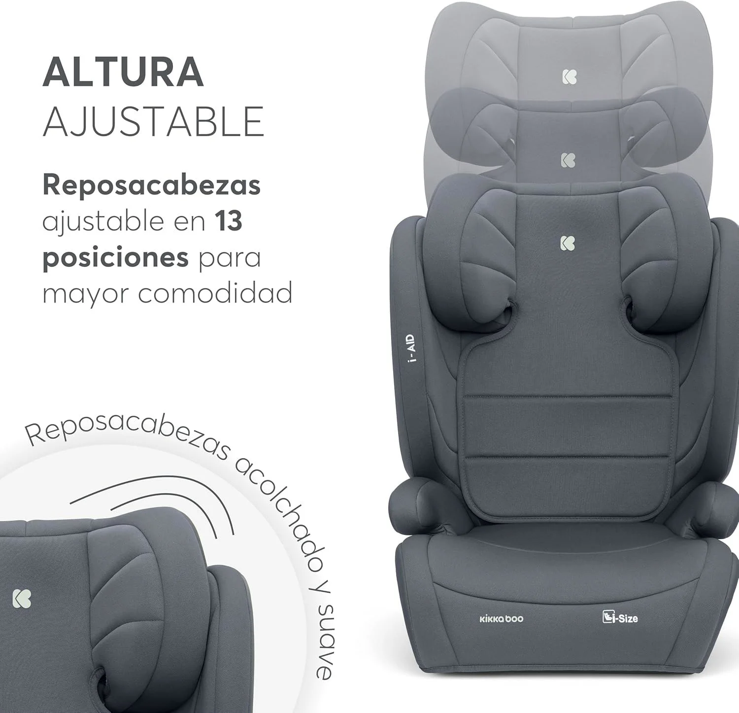 Автокресло KikkaBoo i-Aid i-Size Black, 100-150 см foto