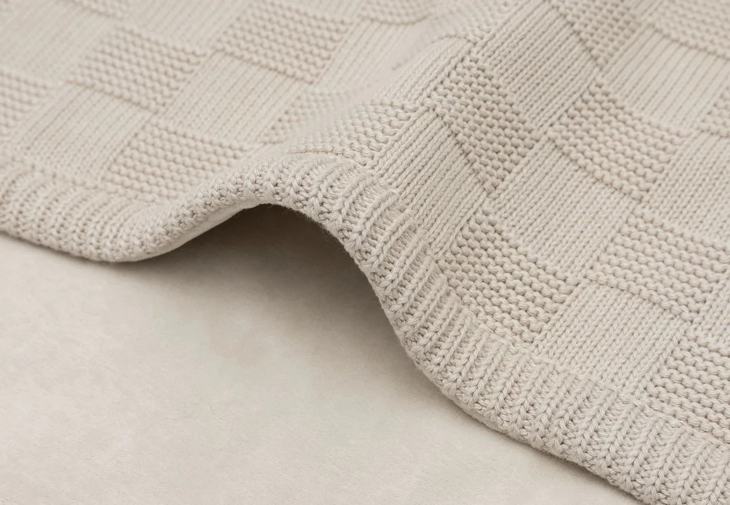 Плед Jollein Box Knit Warm Sand/Velvet GOTS, 75x100 см foto
