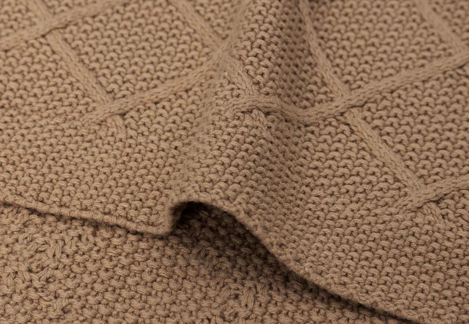 Плед Jollein Check Knit Biscuit, 100x150 см foto