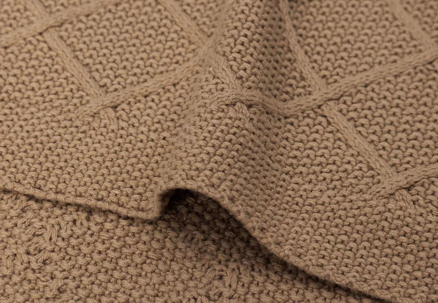 Плед Jollein Check Knit Biscuit, 75x100 см foto