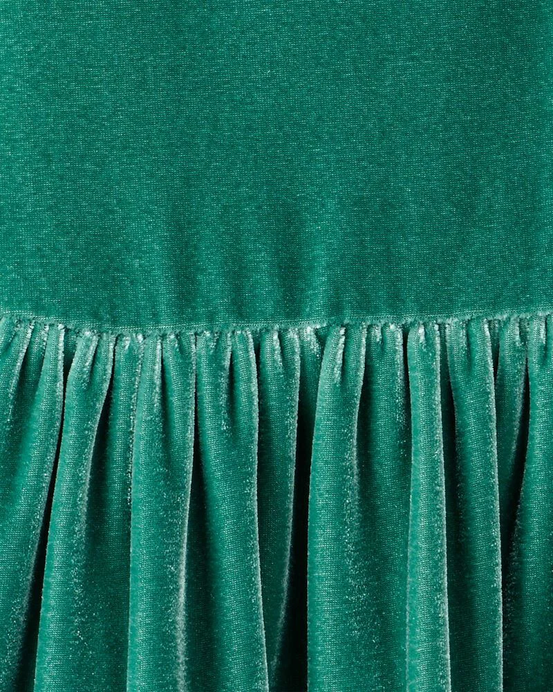 Carter's Rochita din catifea cu maneca scurta Christmas Green foto