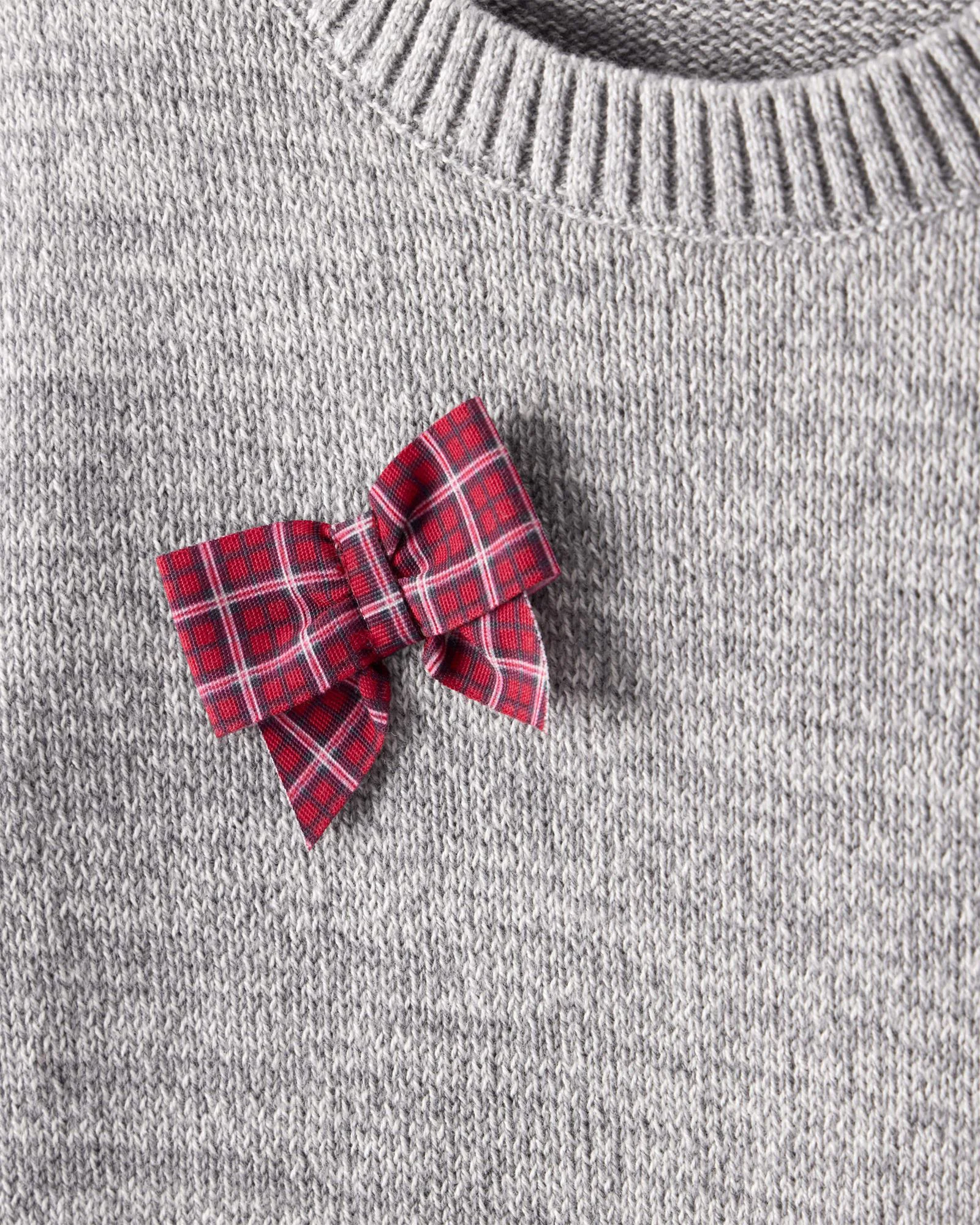 Carter's Хлопковый свитер с бантиками Christmas Grey Bow foto