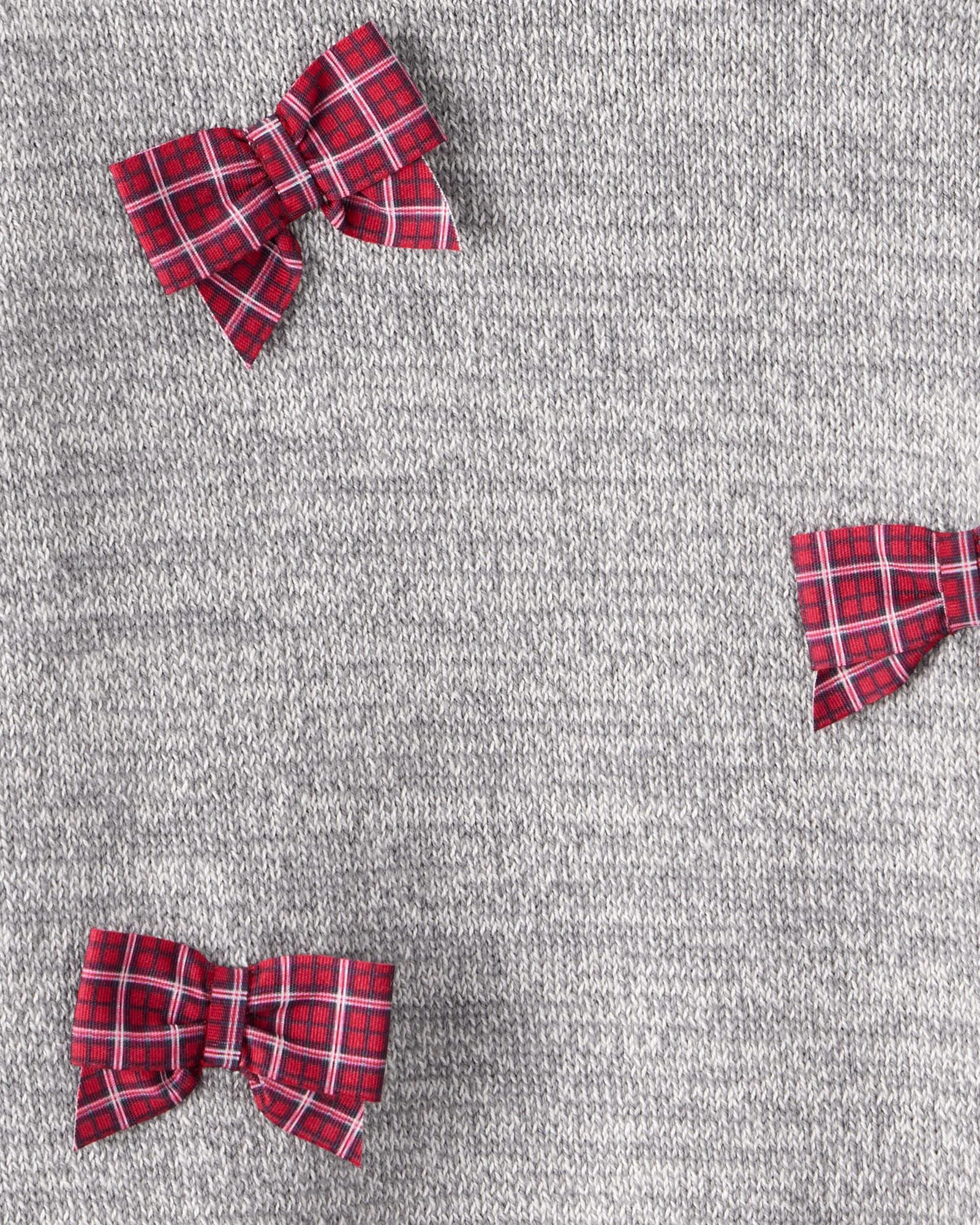 Carter's Хлопковый свитер с бантиками Christmas Grey Bow foto