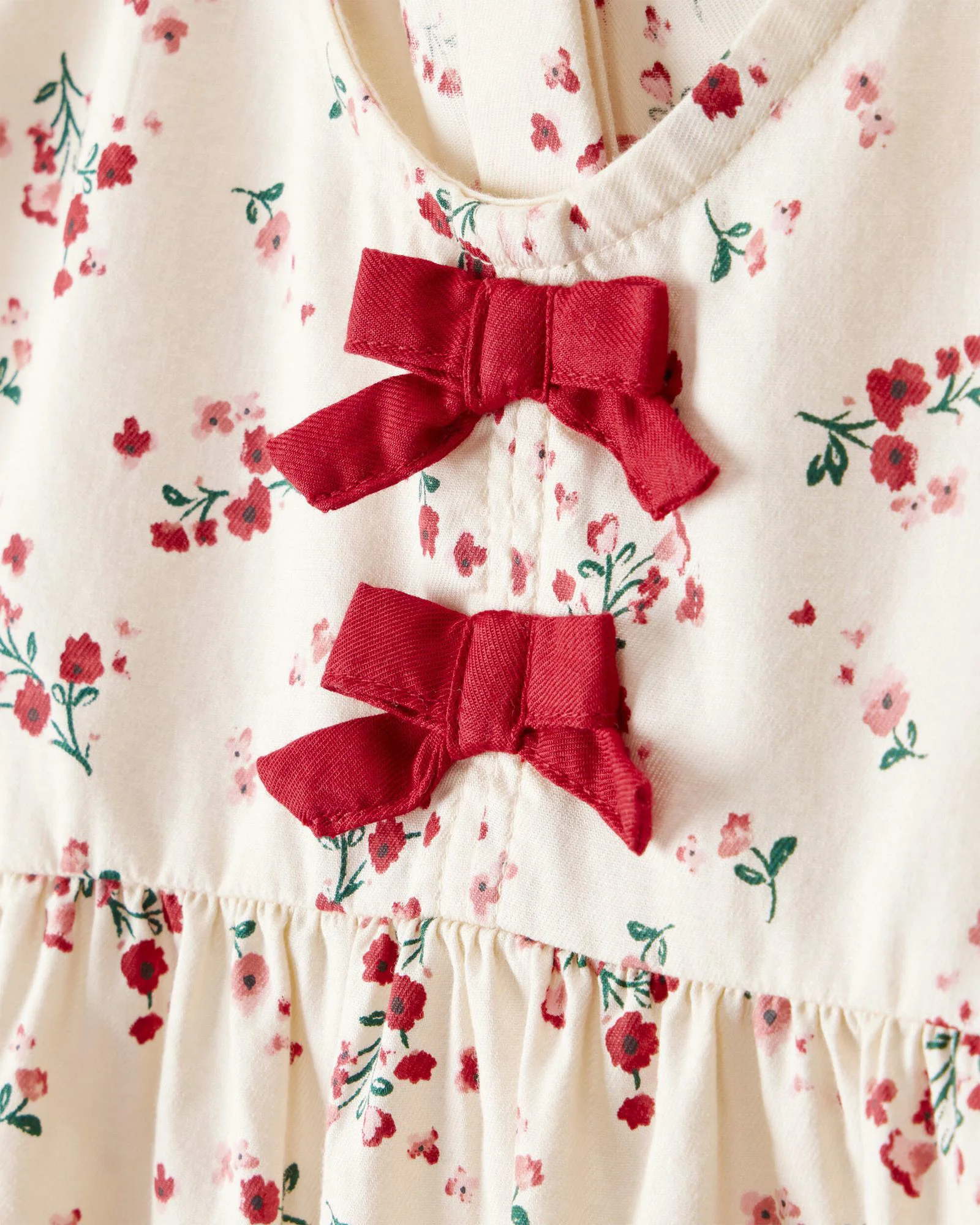 Carter's Хлопковая блузка с длинными рукавами Christmas Ivory Floral foto