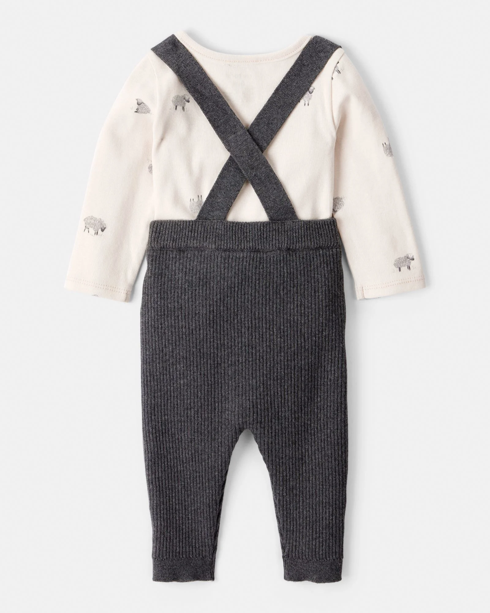 Carter's Set 2 piese Gray Sheep - body si pantaloni cu bretele foto
