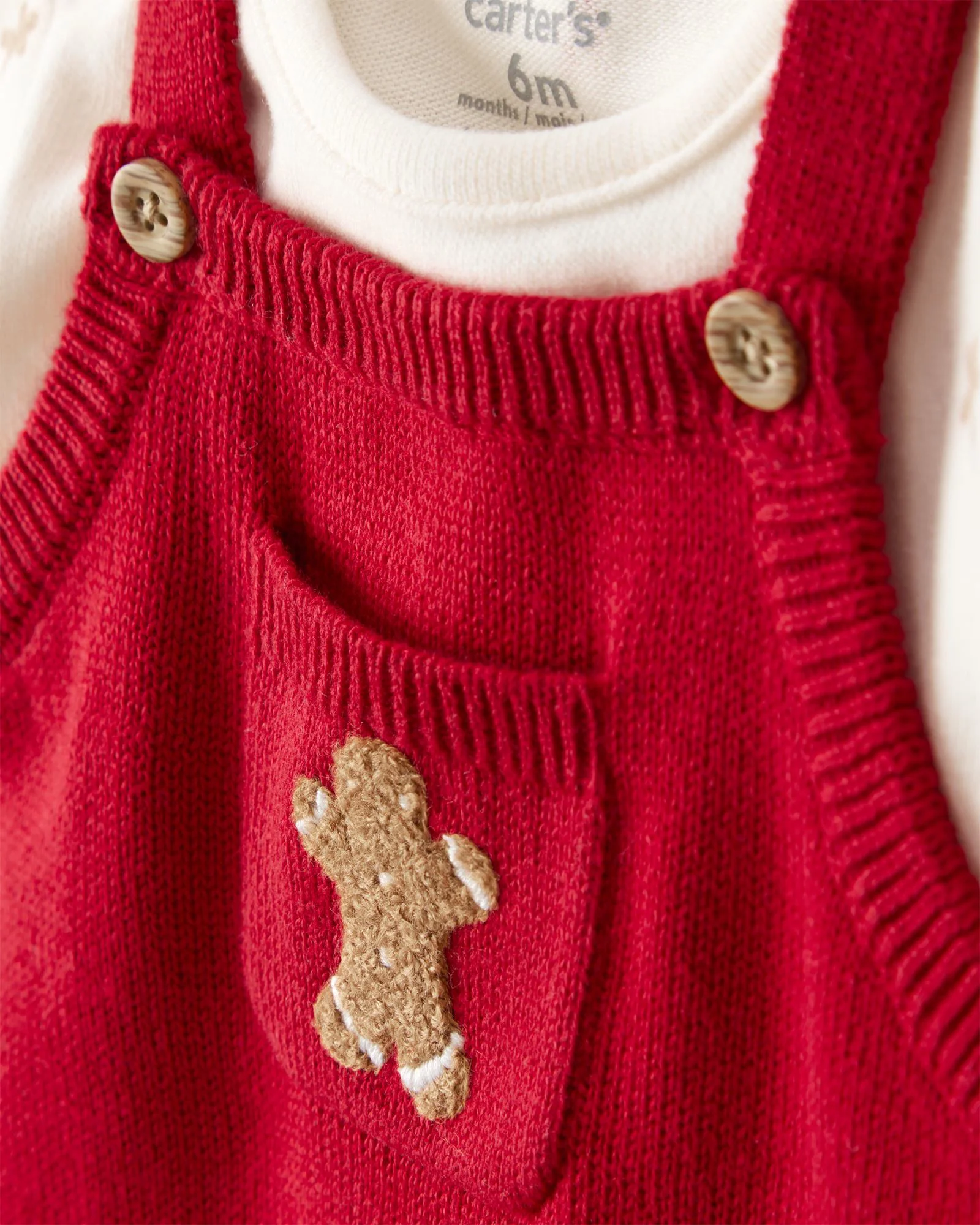 Carter's Set 2 piese Christmas Red Gingerbread Overall - bluza si salopeta foto