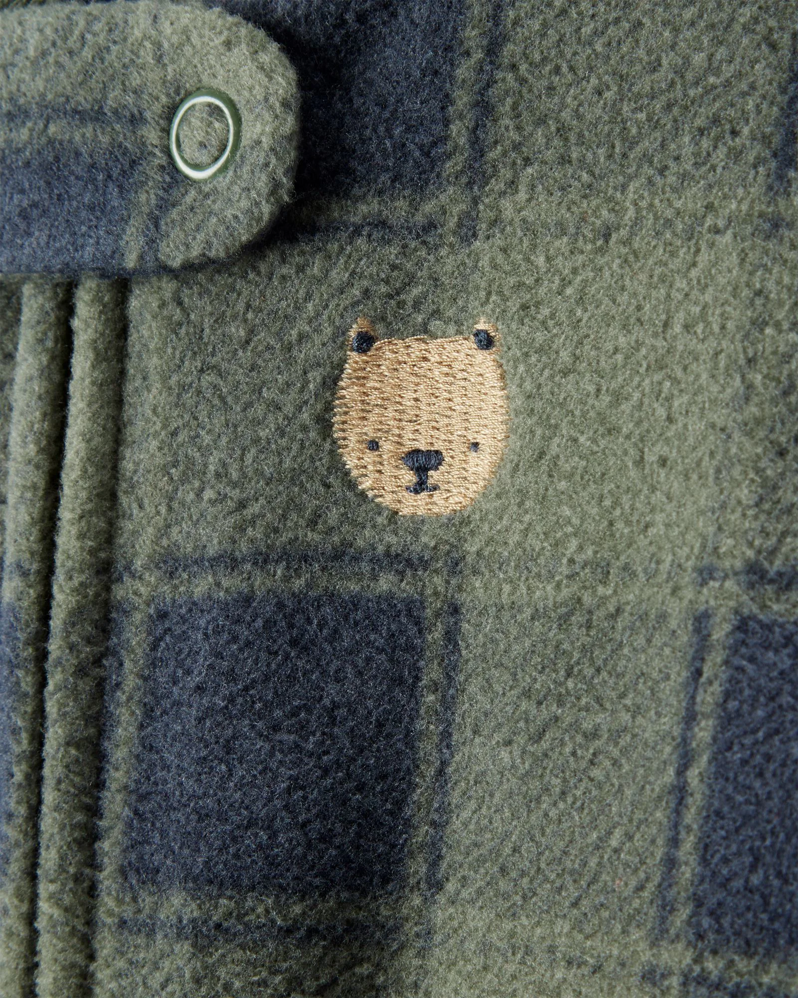 Carter's Pijama din microfleece Green Plaid Bear Feet foto