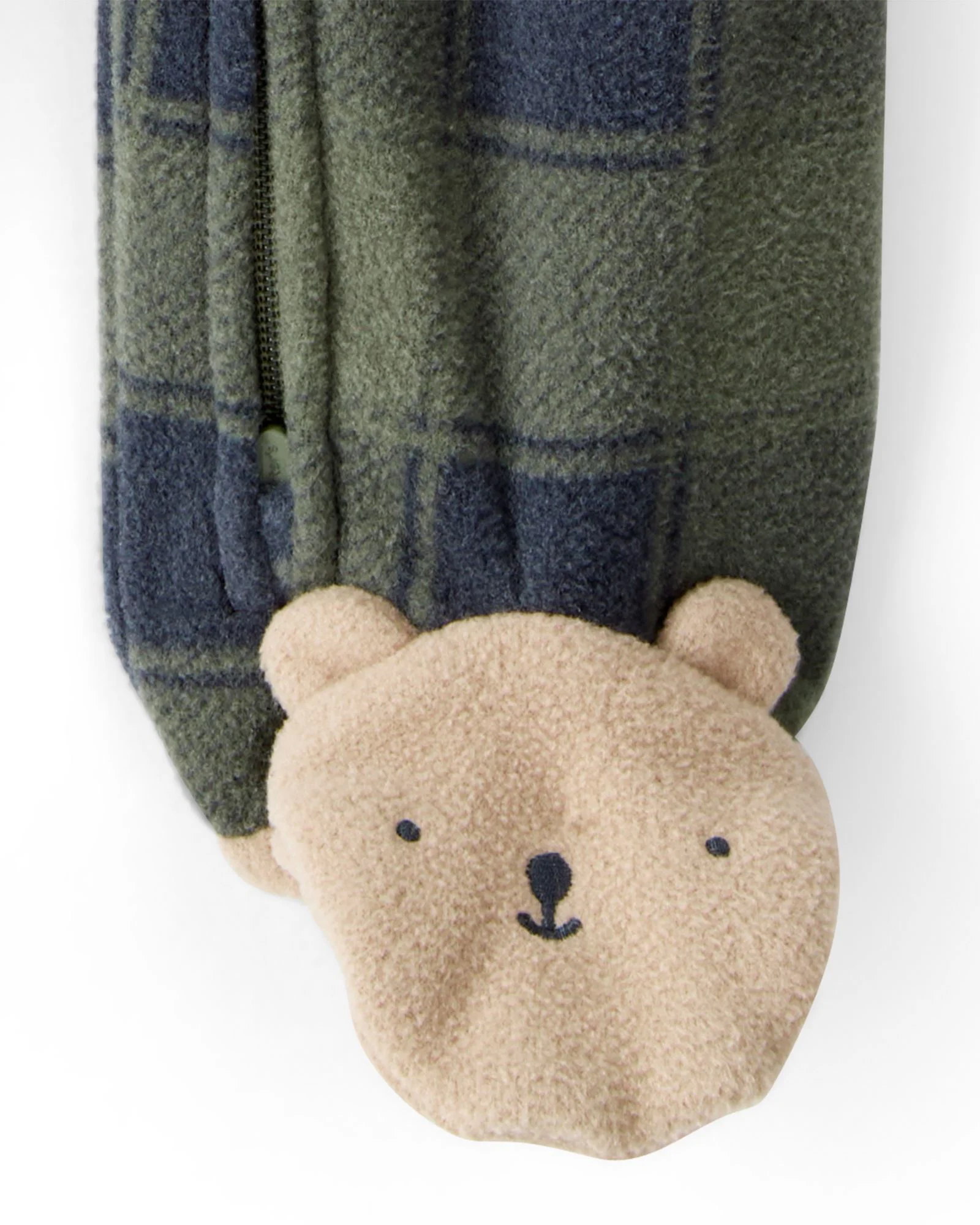Carter's Pijama din microfleece Green Plaid Bear Feet foto