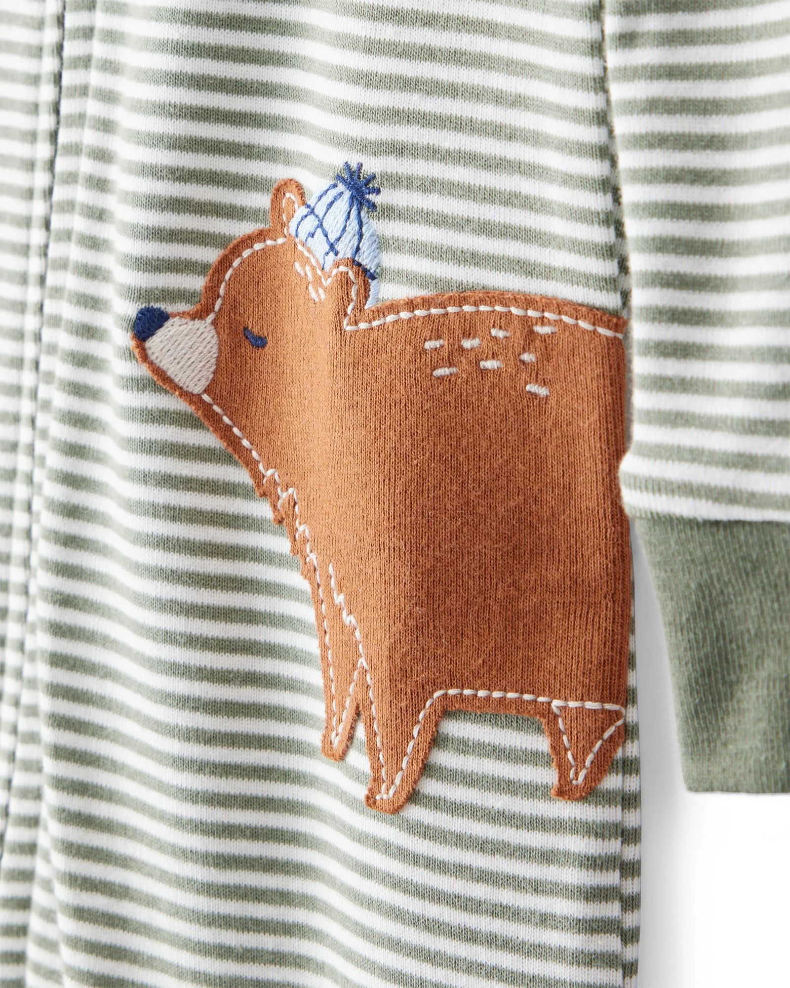 Carter's Pijama din bumbac cu botosei Green Stripe Bear foto