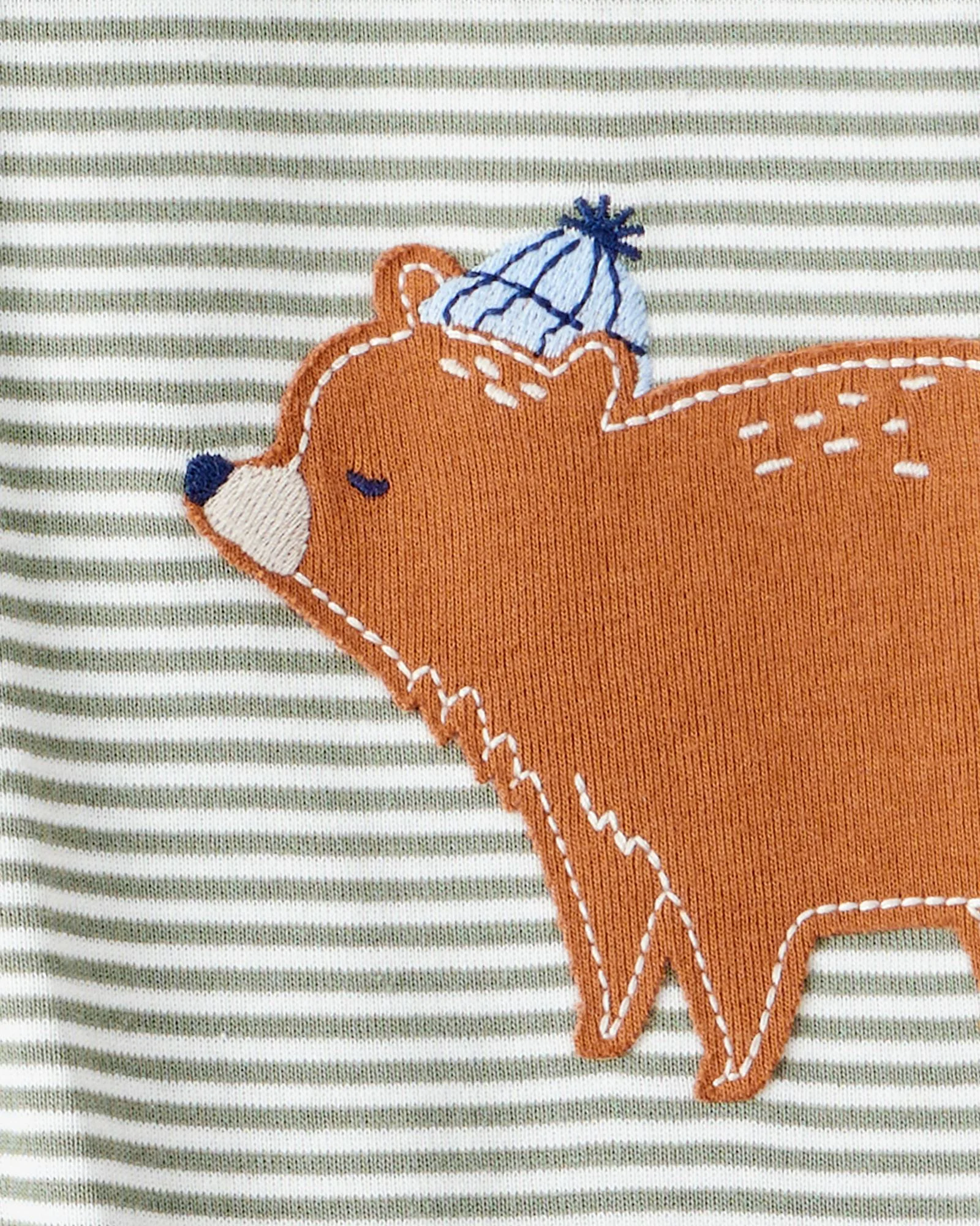 Carter's Pijama din bumbac cu botosei Green Stripe Bear foto