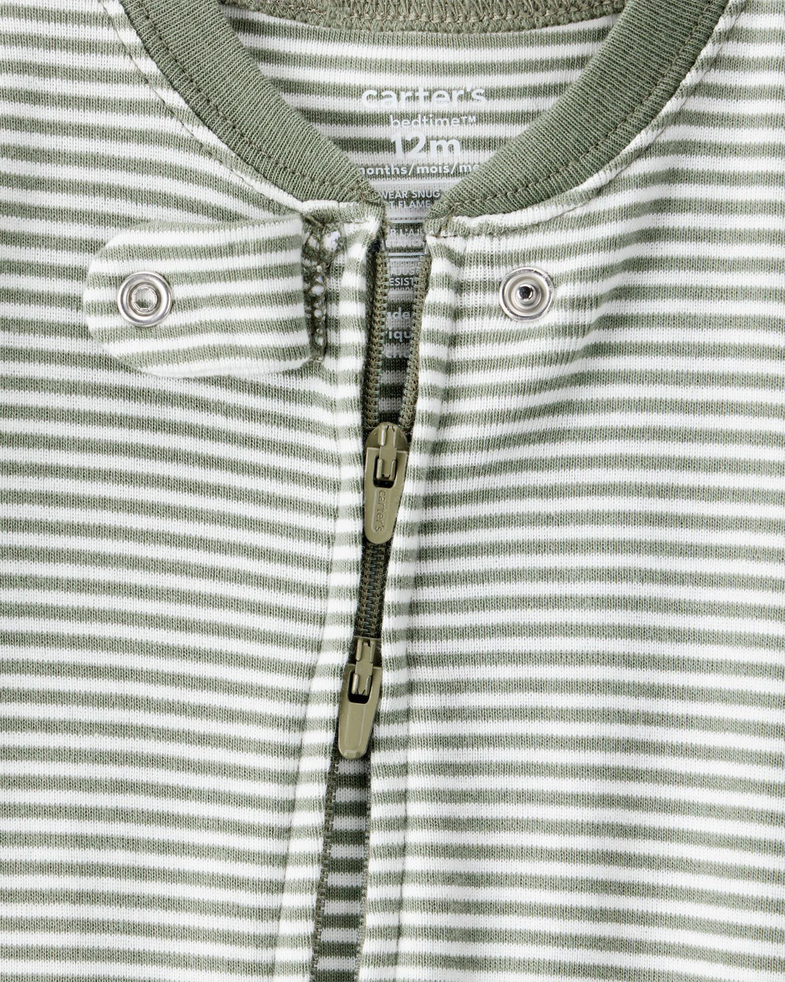 Carter's Pijama din bumbac cu botosei Green Stripe Bear foto