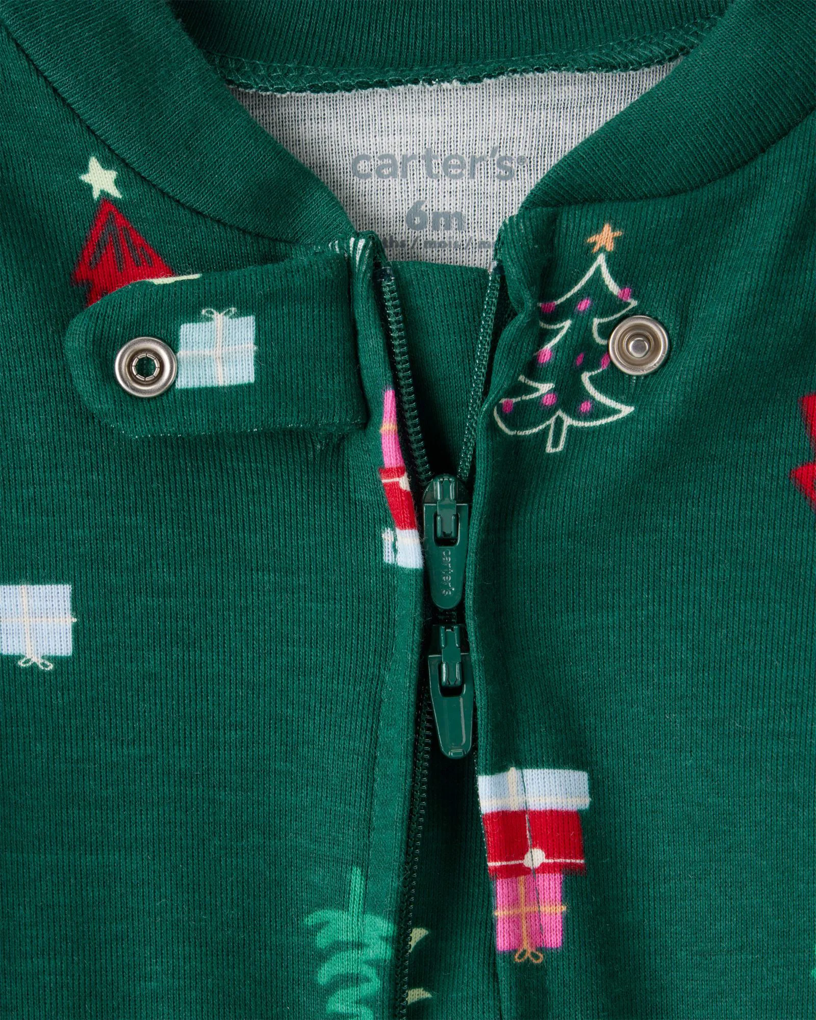 Carter's Pijama din bumbac Christmas Tree Green Mini foto