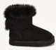Saxo Blues Botine cu efect de piele intoarsa cu blanita Faux Black foto