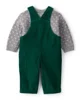 Carter's Set 2 piese Green Solid Overall - pulover si salopeta din catifea reiata foto