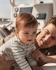 Carter's Salopeta din bumbac Gray-Ivory Stripe foto
