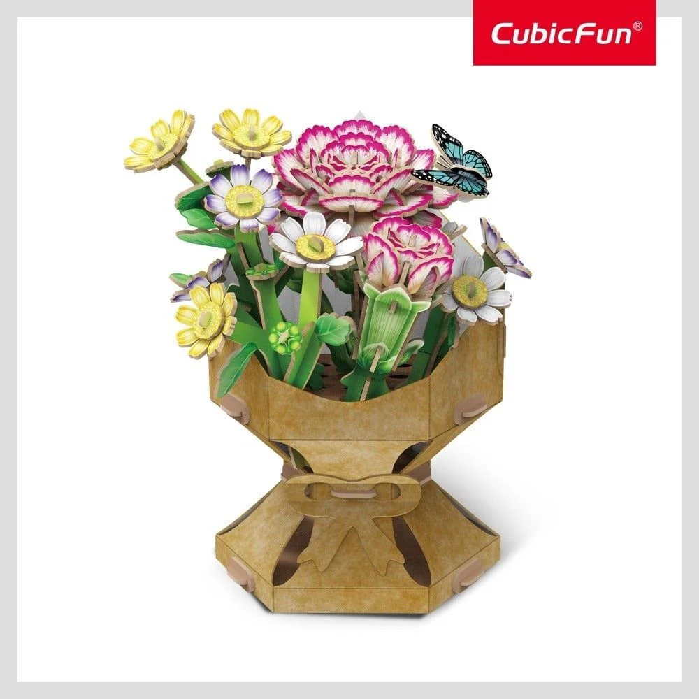 3D Puzzle CubicFun Buchet de flori - Garoafa, 134 piese foto
