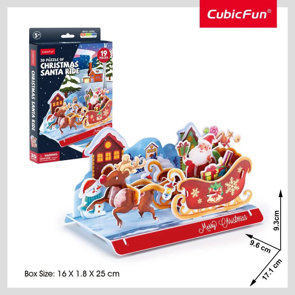 3D Puzzle CubicFun Sania lui Mos Craciun, 19 piese foto