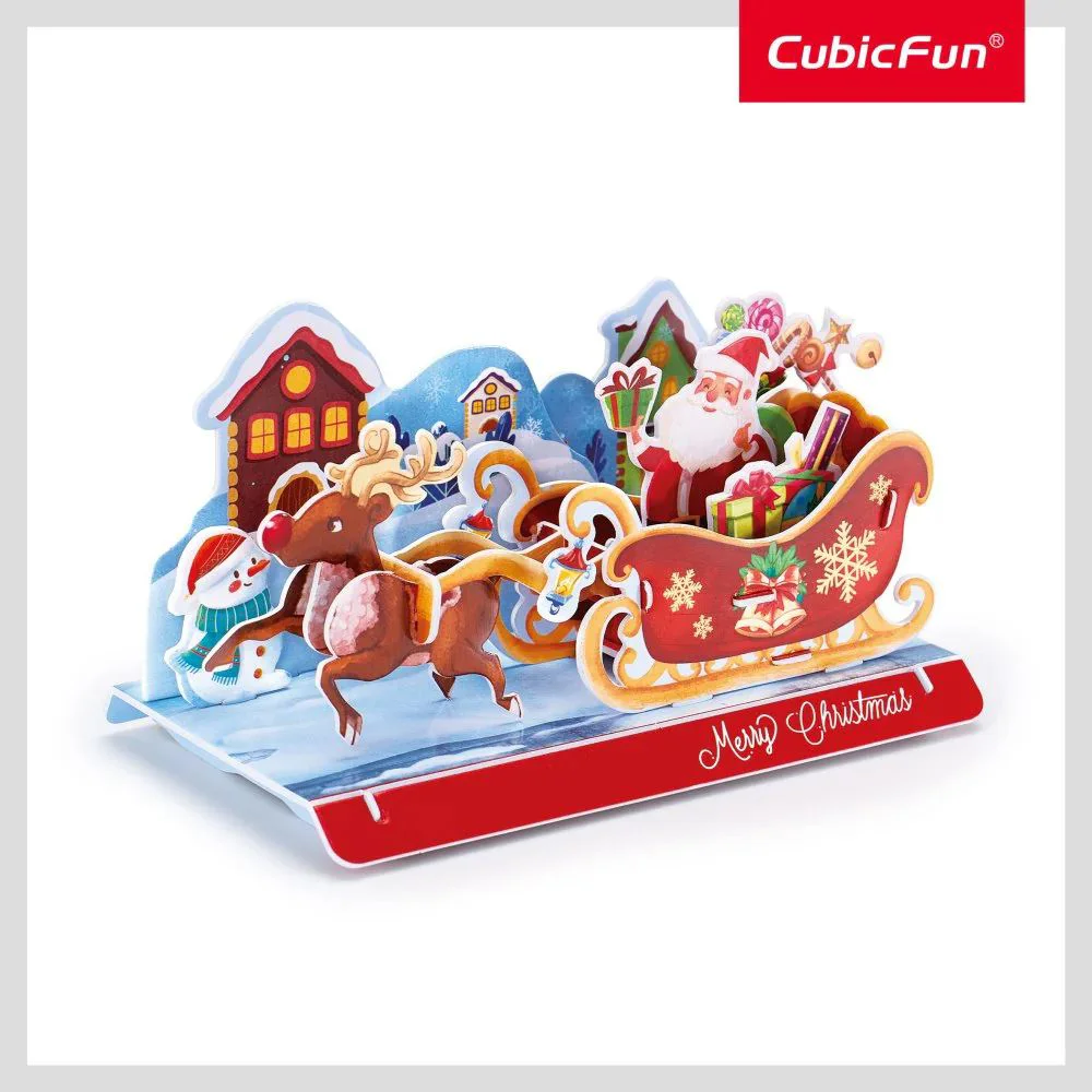 3D Puzzle CubicFun Sania lui Mos Craciun, 19 piese foto