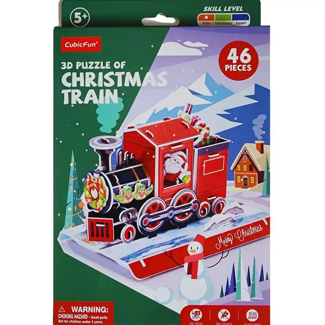 3D Puzzle CubicFun Trenul de Craciun, 46 piese foto
