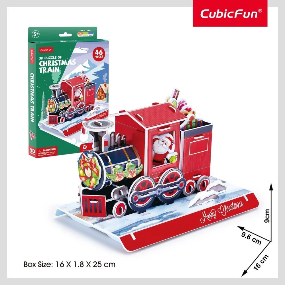 3D Puzzle CubicFun Trenul de Craciun, 46 piese foto