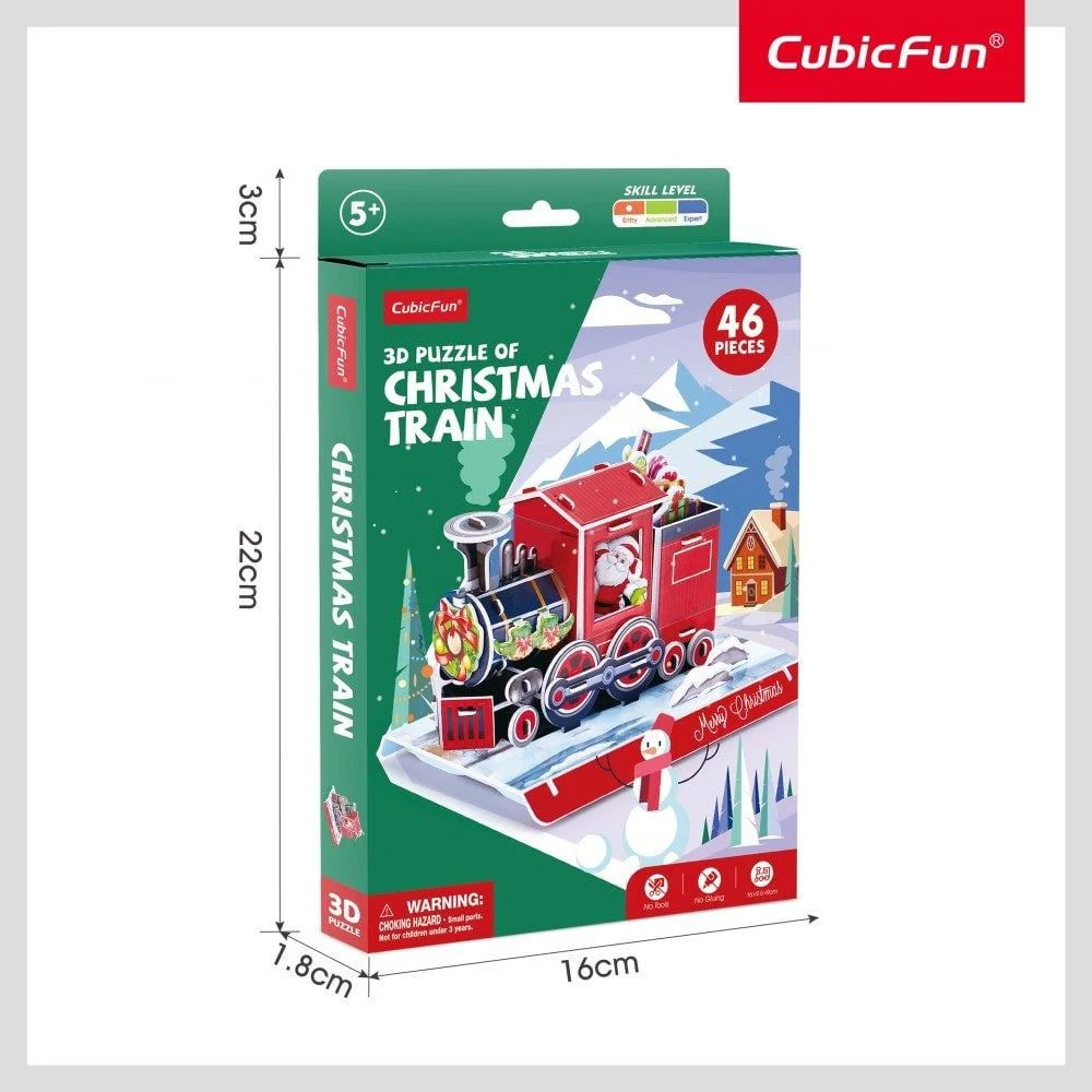 3D Puzzle CubicFun Trenul de Craciun, 46 piese foto