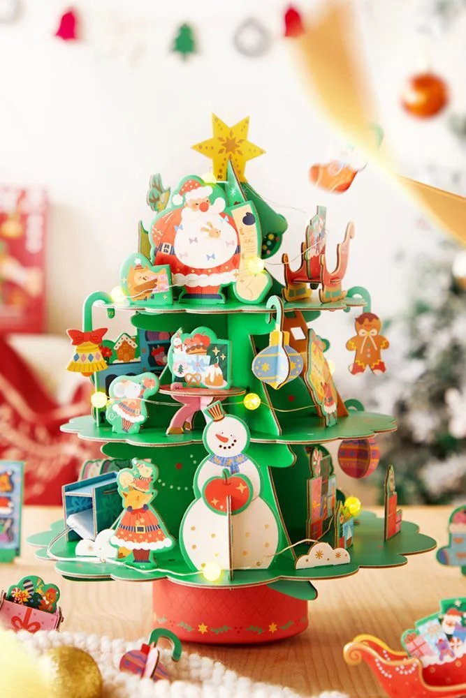3D Puzzle muzical rotativ Mideer Atelierul lui Mos Craciun foto