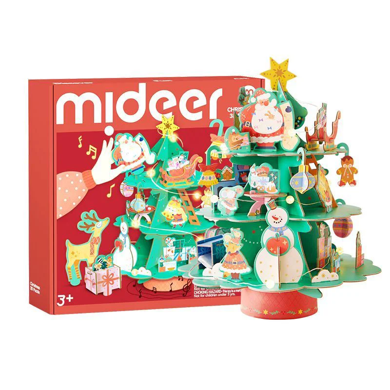 3D Puzzle muzical rotativ Mideer Atelierul lui Mos Craciun foto