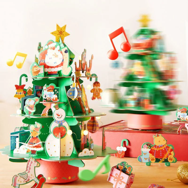 3D Puzzle muzical rotativ Mideer Atelierul lui Mos Craciun foto