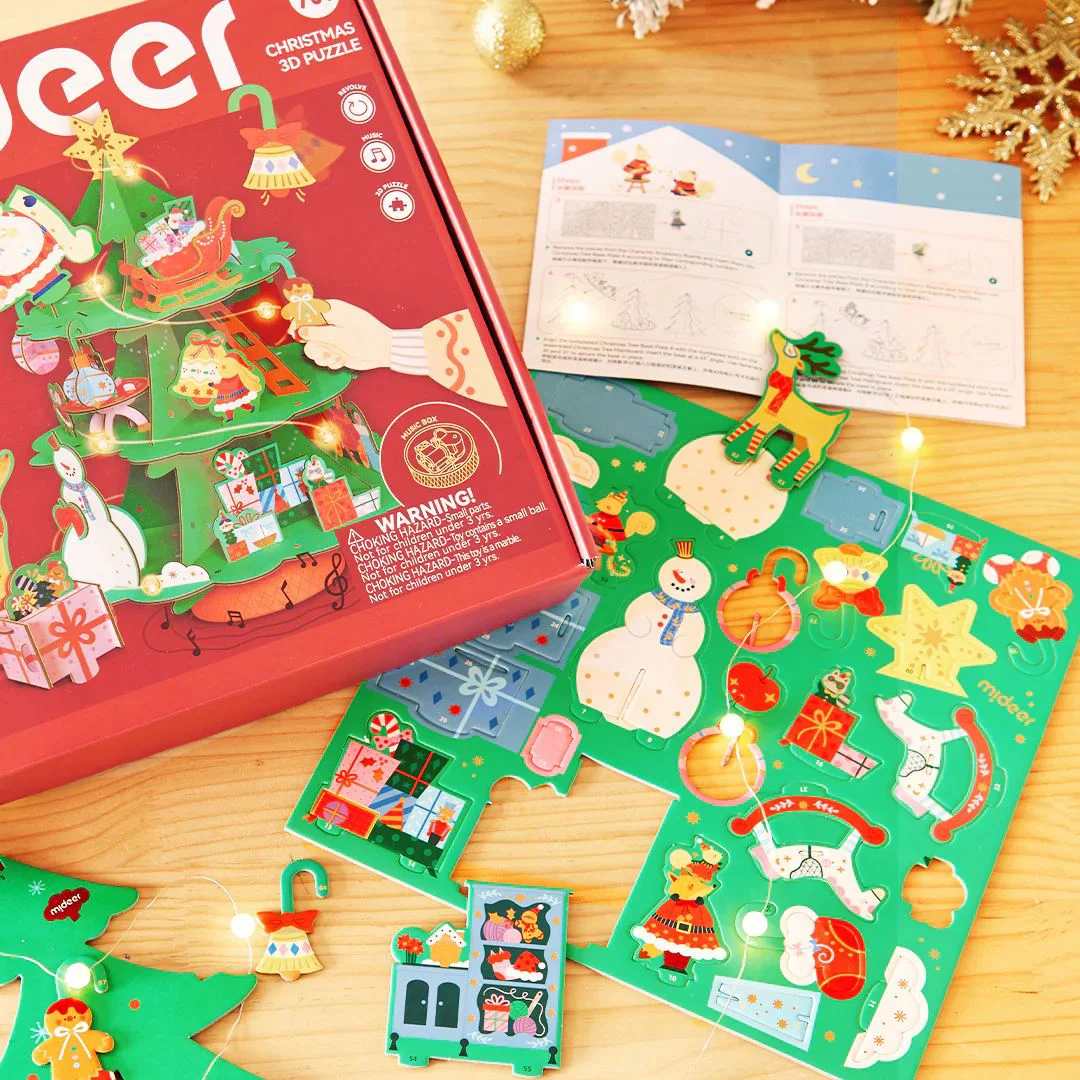 3D Puzzle muzical rotativ Mideer Atelierul lui Mos Craciun foto