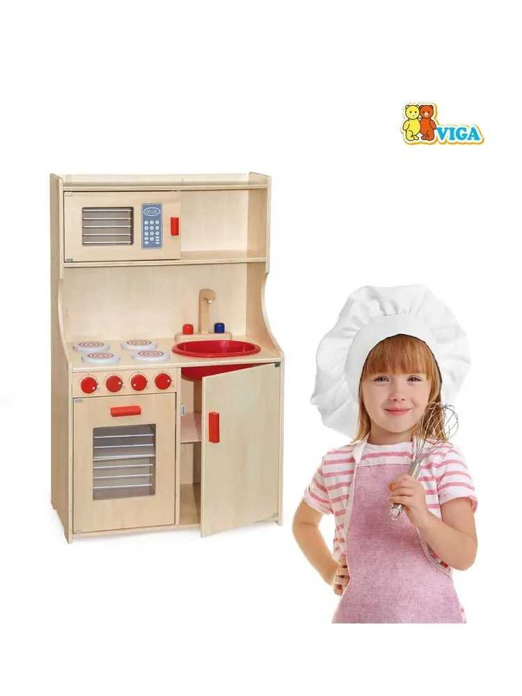 Bucatarie moderna din lemn Viga Toys Natural foto