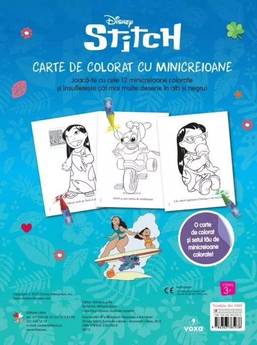 Stitch. Carte de colorat. 12 creioane mici pentru maini de pitici foto