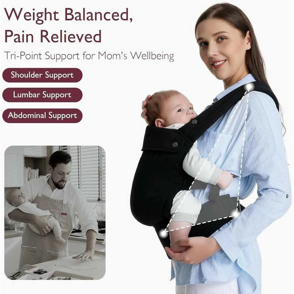Эргономичный рюкзак‑кенгуру Momcozy Newborn to Toddler Cotton Black foto