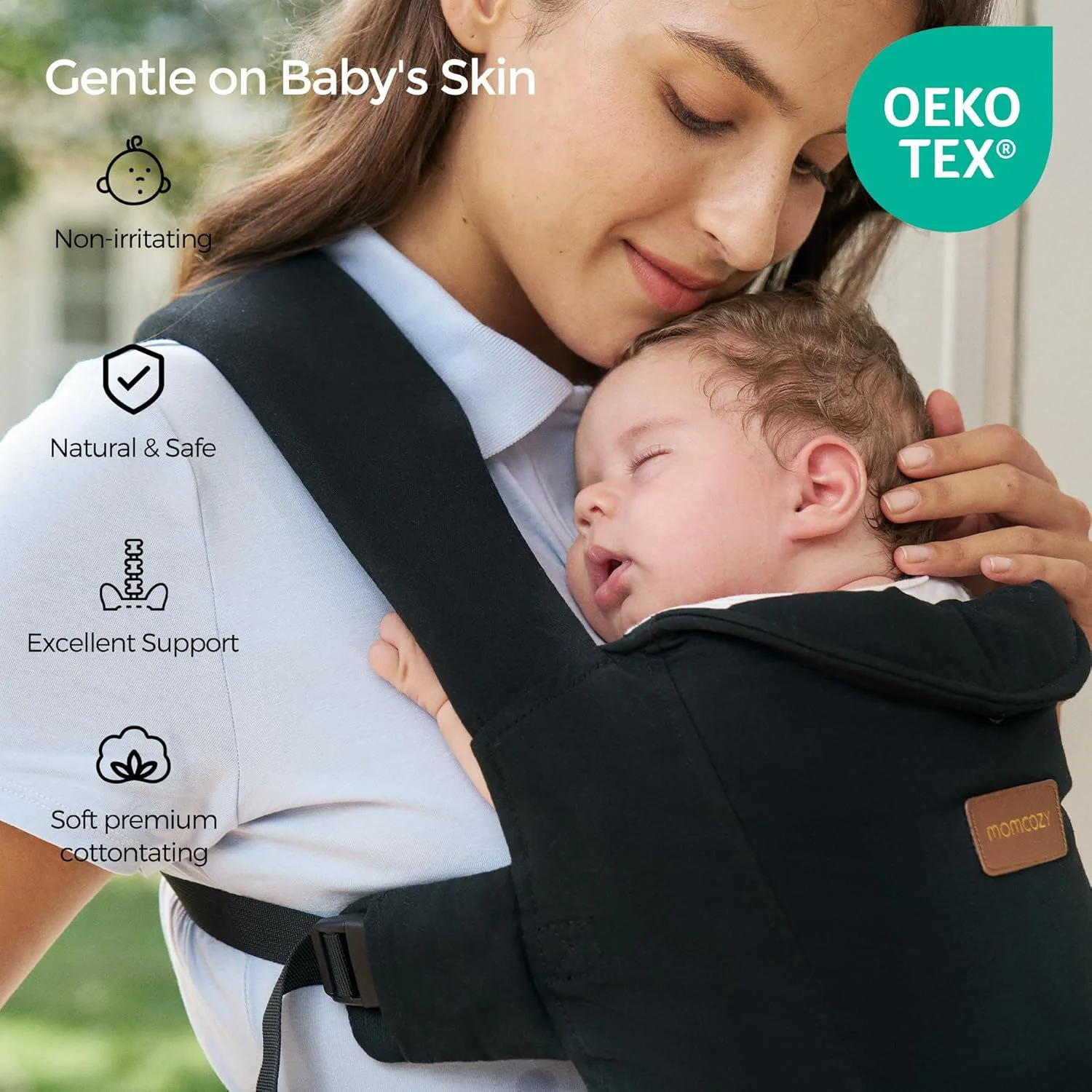 Эргономичный рюкзак‑кенгуру Momcozy WeeSnug Cotton Black foto