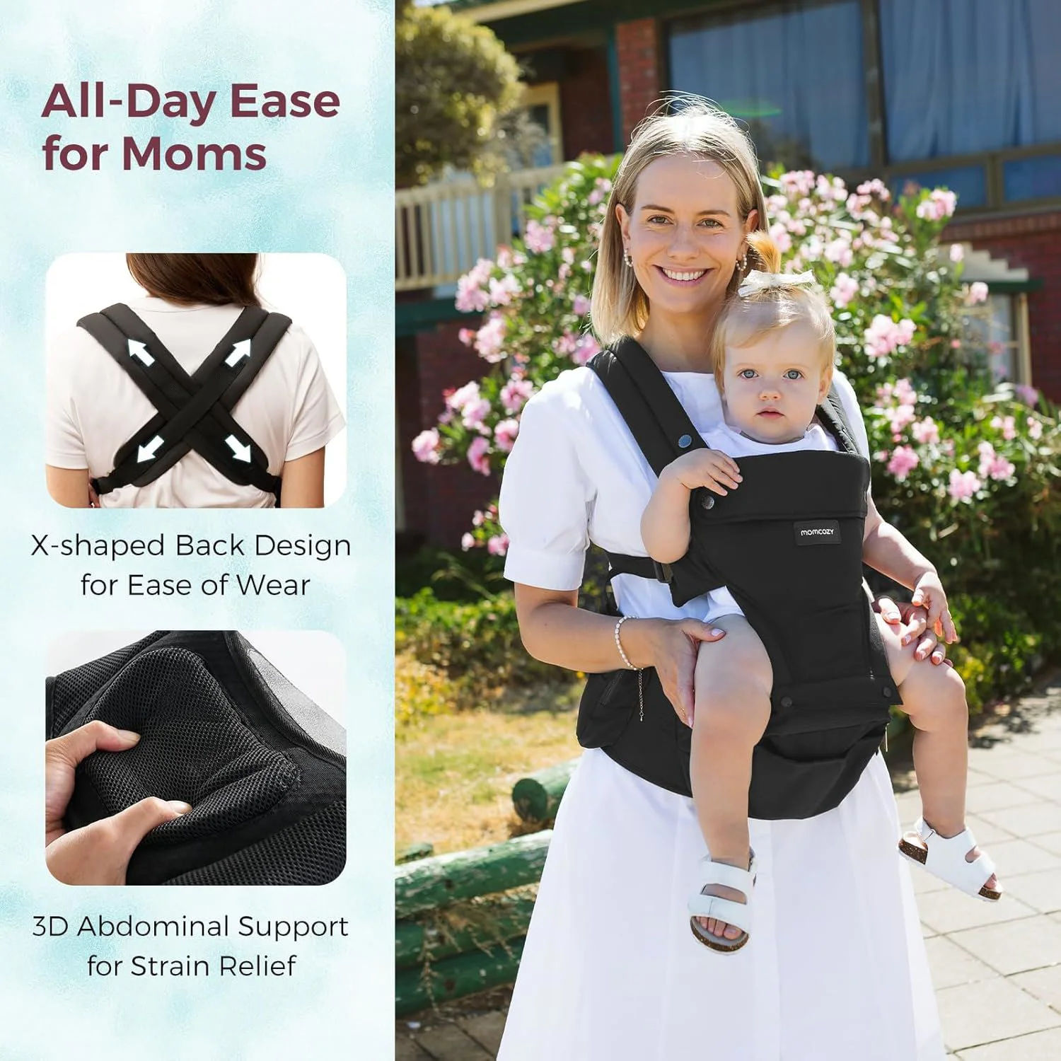 Эргономичный рюкзак‑кенгуру Momcozy Black foto
