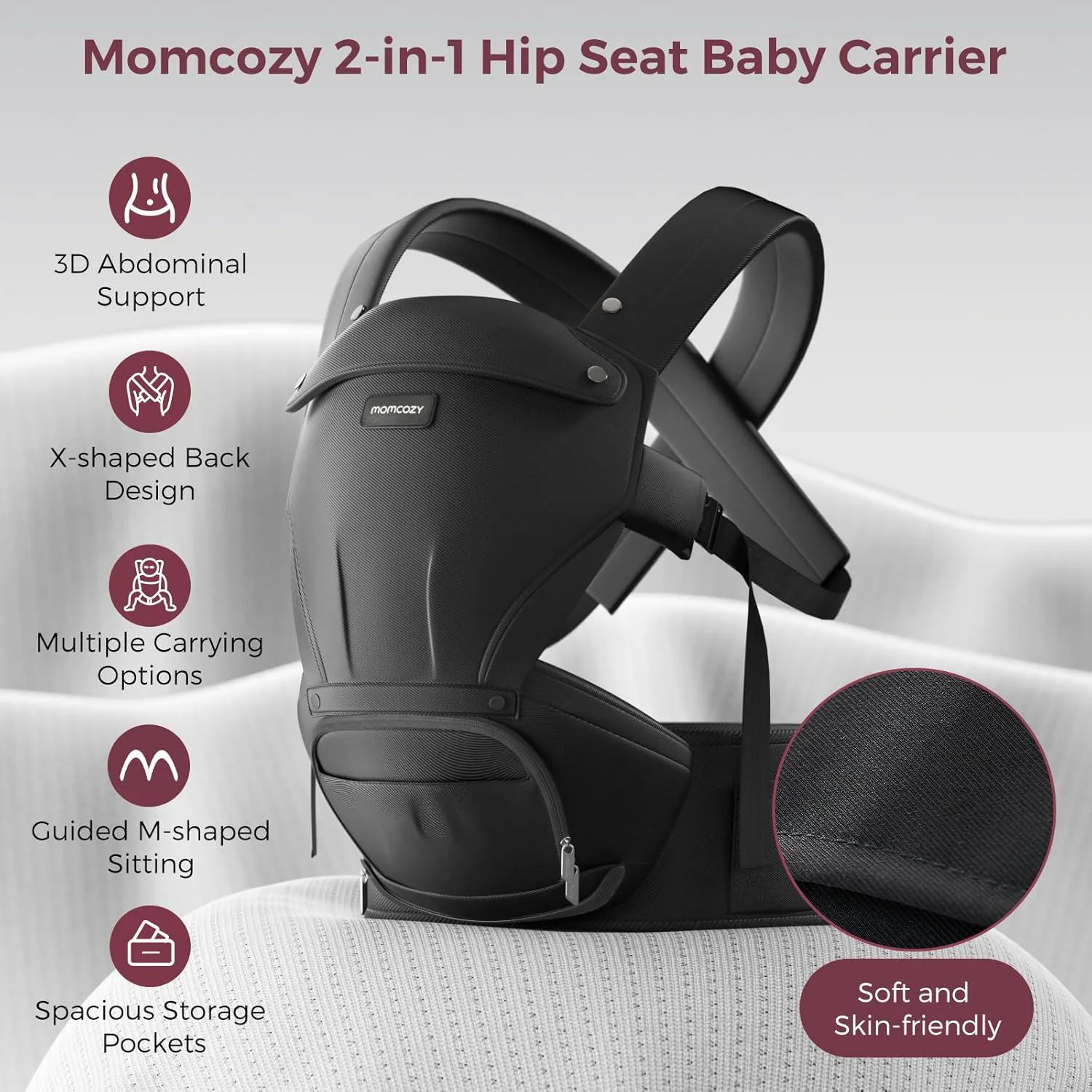 Эргономичный рюкзак‑кенгуру Momcozy Black foto
