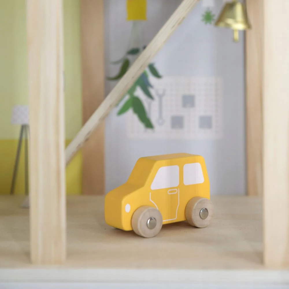 Casa de papusi din lemm Viga Toys – 3 etaje, 22 accesorii & 4 figurine foto