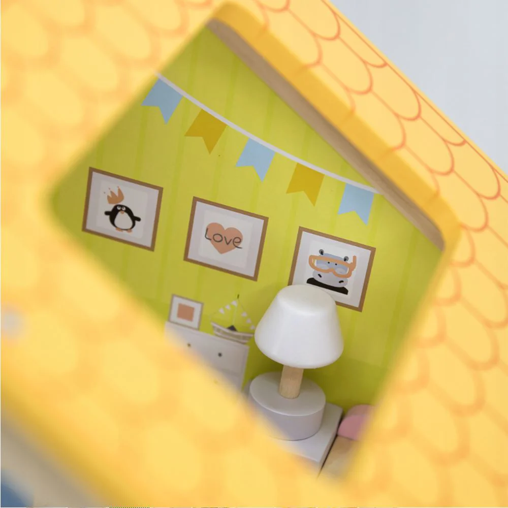 Casa de papusi din lemm Viga Toys – 3 etaje, 22 accesorii & 4 figurine foto