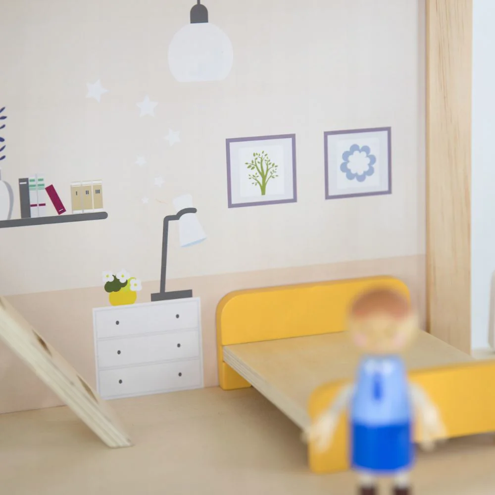 Casa de papusi din lemm Viga Toys – 3 etaje, 22 accesorii & 4 figurine foto
