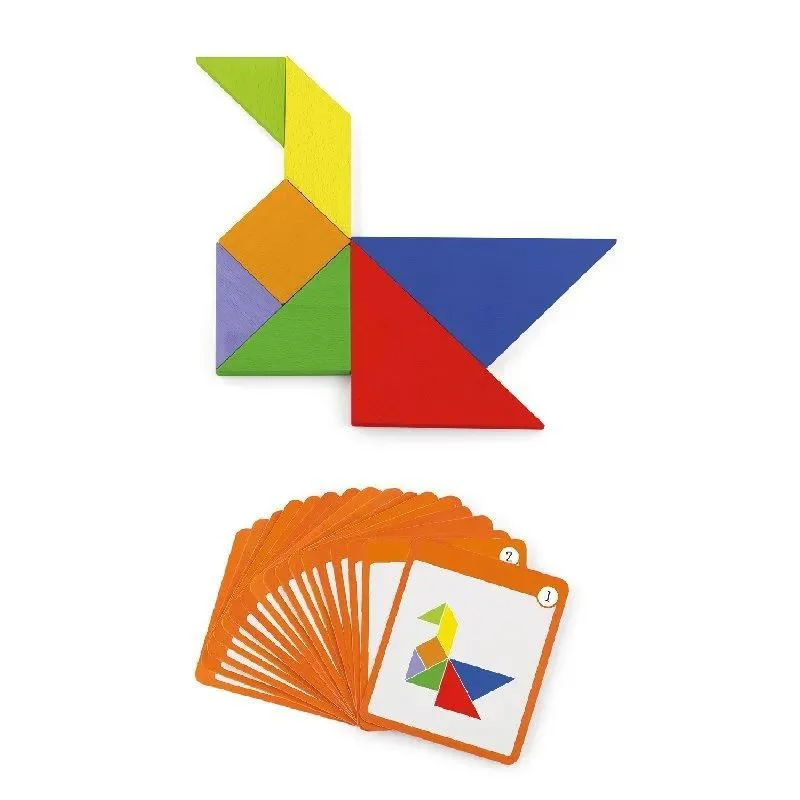 Joc educativ Viga Toys Tangram magnetic - cu carduri model foto