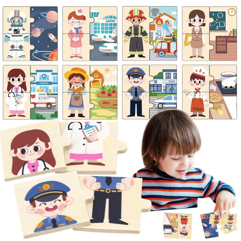 Joc logic de puzzle Viga Toys Profesiile, 24 piese foto