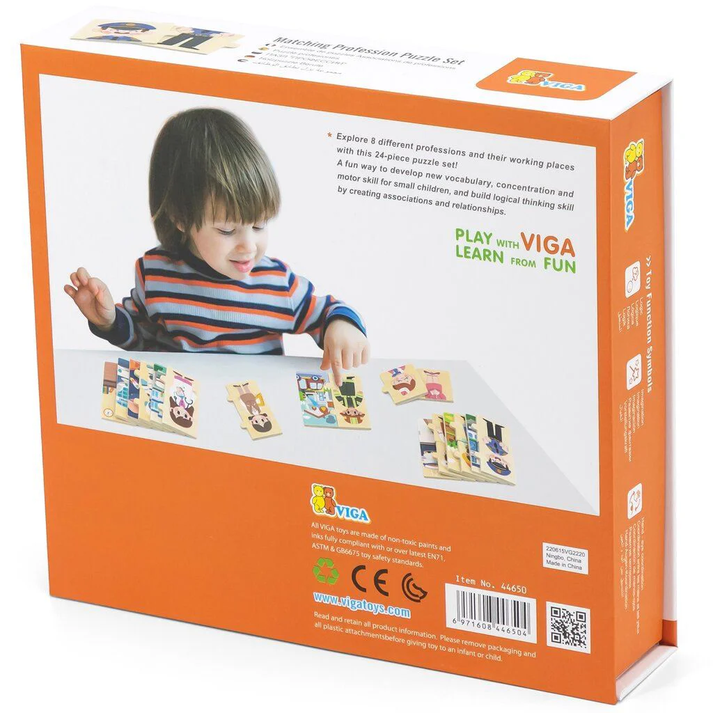 Joc logic de puzzle Viga Toys Profesiile, 24 piese foto