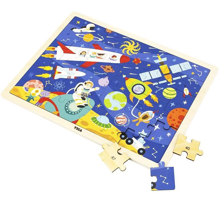 Puzzle din lemn Viga Toys Spatiu Cosmic,  48 elem. foto