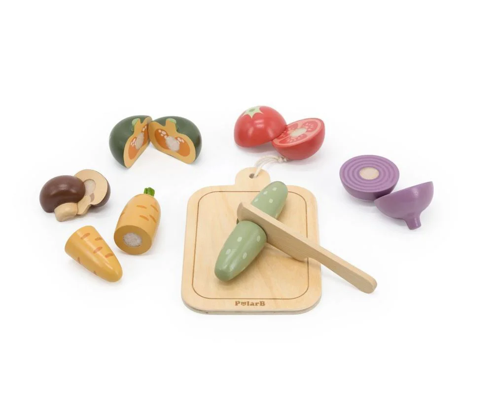 Set din lemn Viga Toys Legume de taiat foto