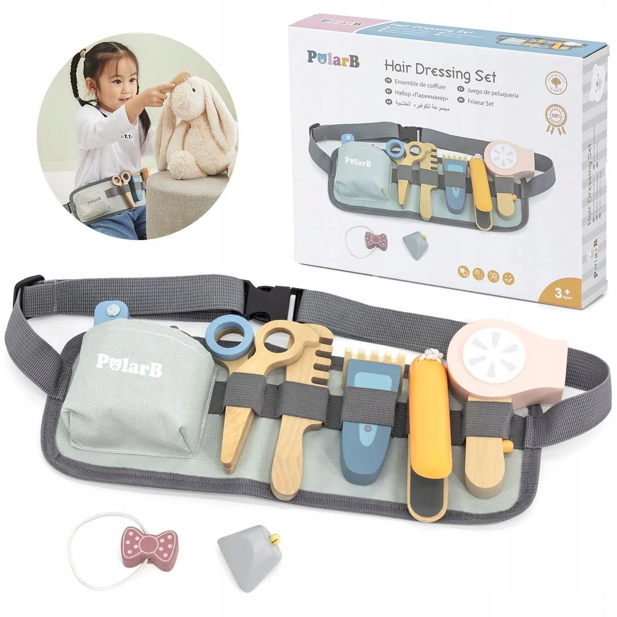 Set din lemn Viga Toys PolarB Intrumente pentru coafat foto