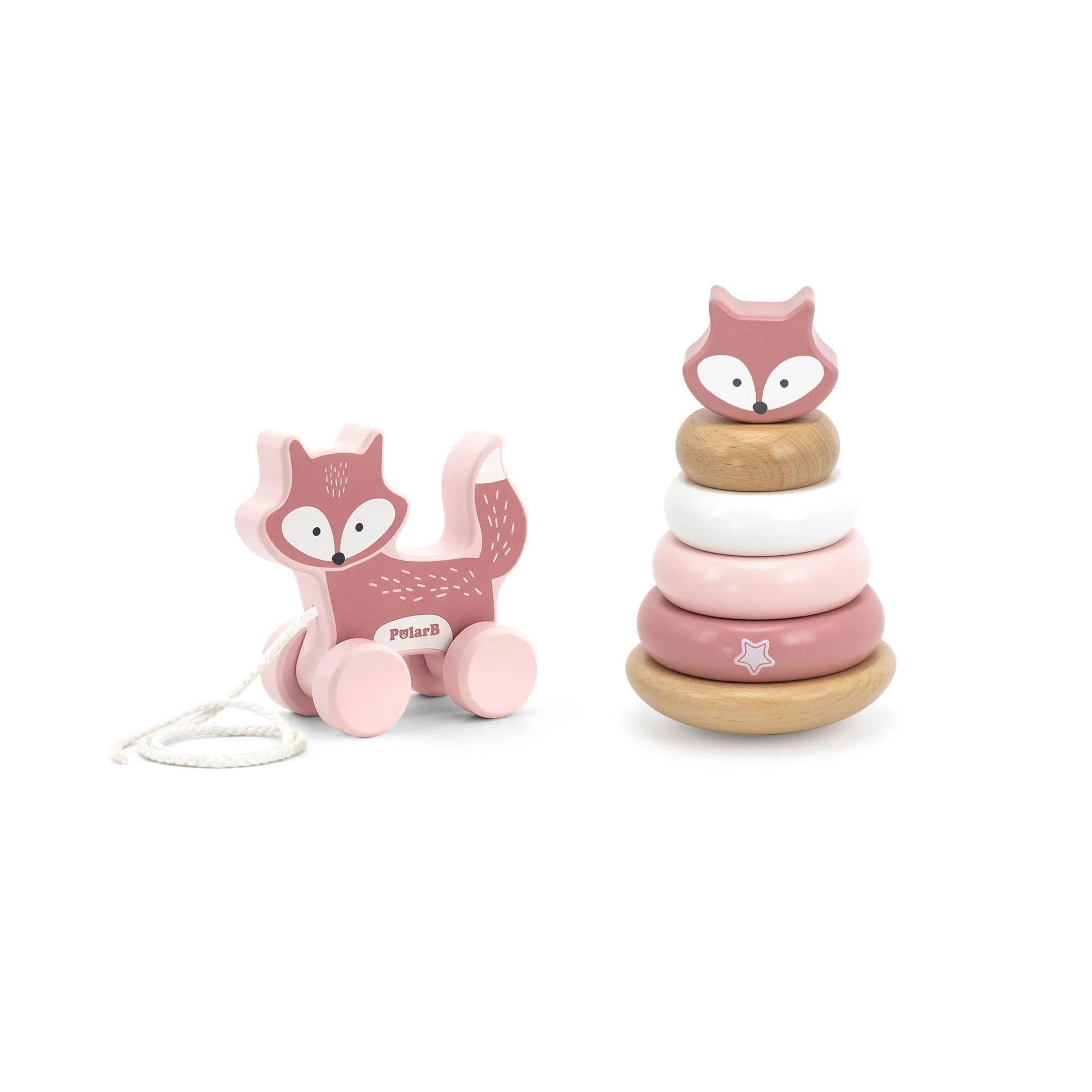 Set jucarie de tras si piramida din lemn Viga Toys Vulpe foto