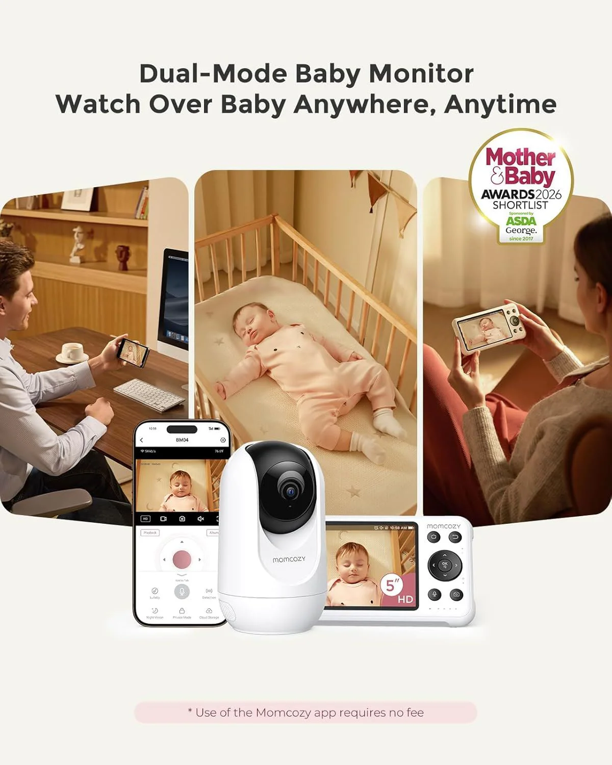 Цифровая видеоняня Momcozy Smart Wifi 5,5" BM04 foto