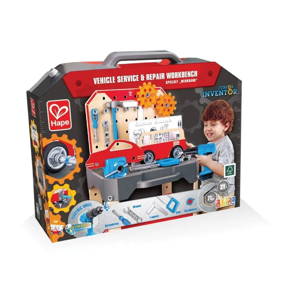 Деревянный игровой верстак Hape с инструментами и ящиком для хранения foto