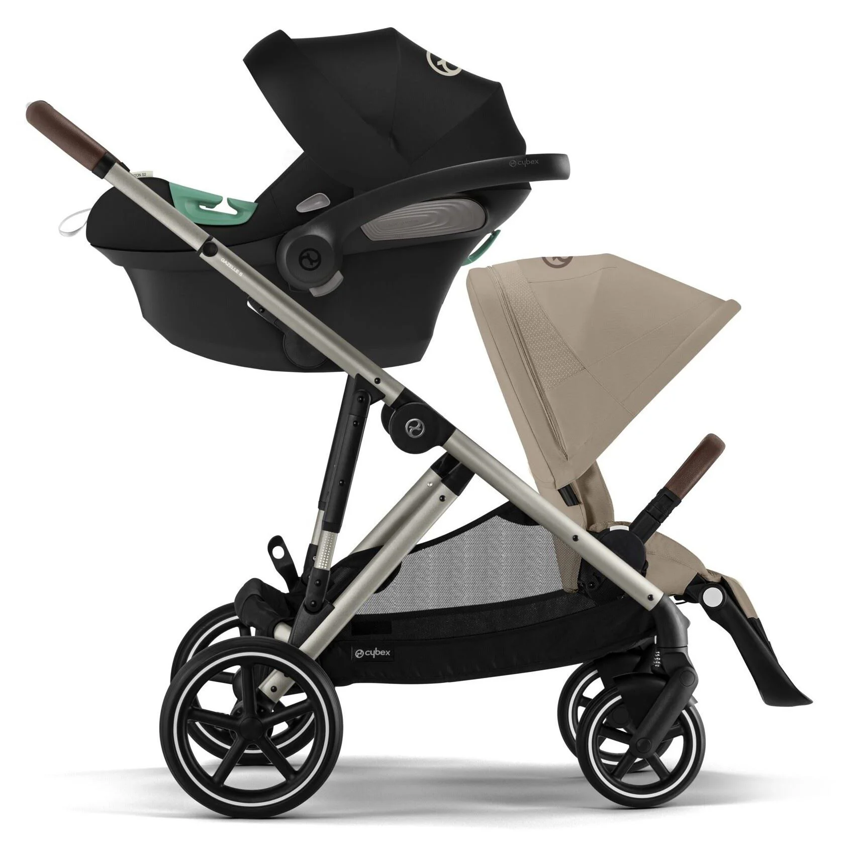 Двойная коляска Cybex Gazelle S TPE BP Almond Beige foto