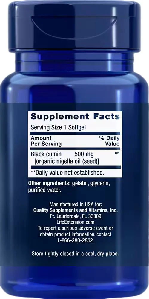 Supliment alimentar Life Extension Black Cumin Seed Oil, 60 capsule foto