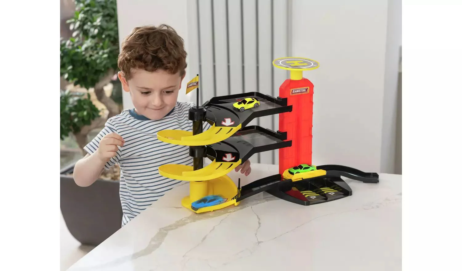 Set de joaca HTI Teamsterz Garaj cu 2 masinute si elicopter foto